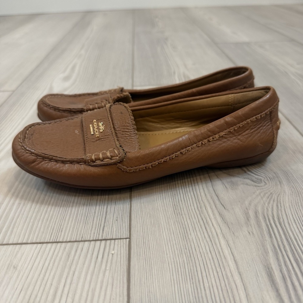 Coach Odette Brown Leather‎ Loafers Women's 6.5 Slip On Flats Shoes READ
